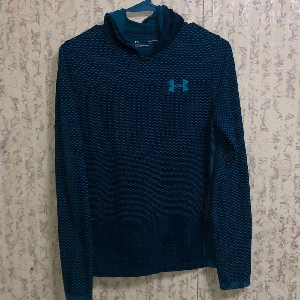 Under Armour Teal and Navy Hooded Performance Top